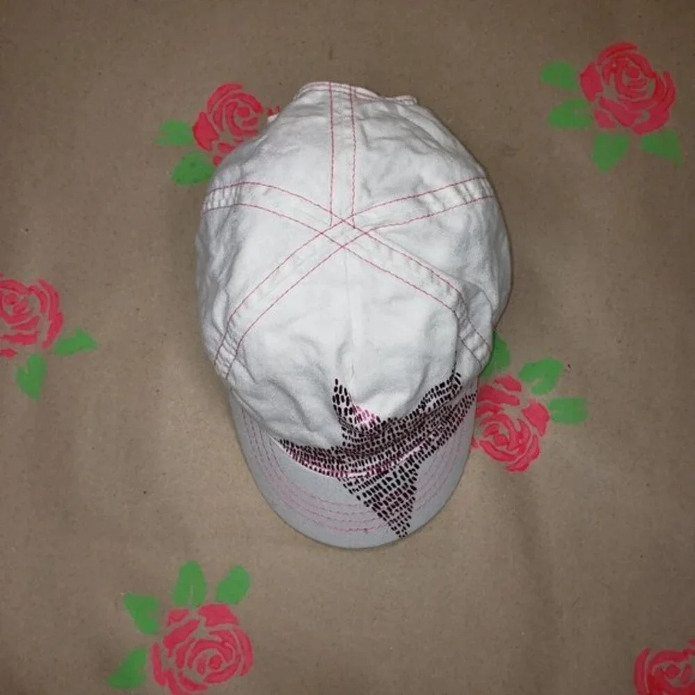 American Girl White Cotton Baseball Hat with Pink Shining Star